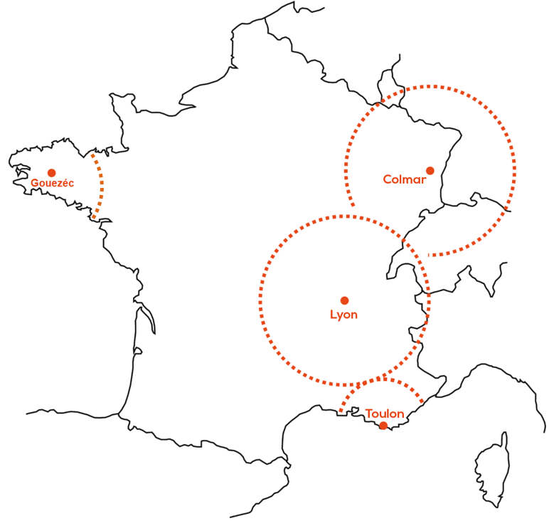 zone-intervention-Lyon-Colmar-Crozon-Quimper